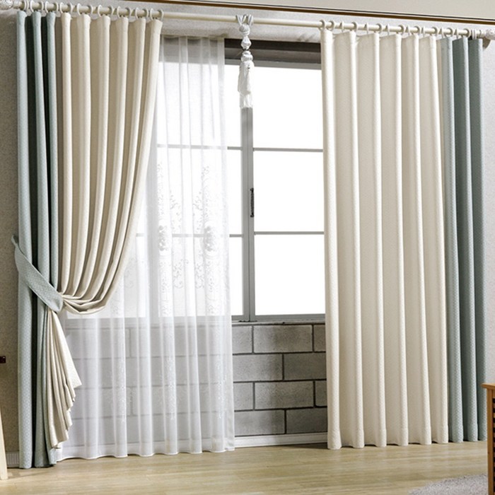 봉텍스 국내생산 투톤암막커튼 아일렛형 2p