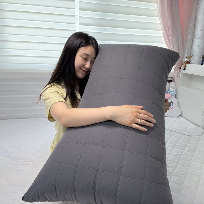 등편한 빵빵한 누빔솜 등받이 발 침대 대형 침대 쇼파 허리 쿠션 커버포함 100x60, 모던챠콜누비