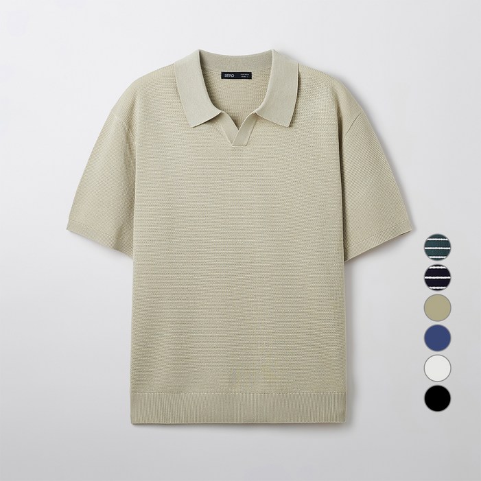 스파오 남성용 쿨 오픈 칼라 반팔 니트 SPKWF24M03