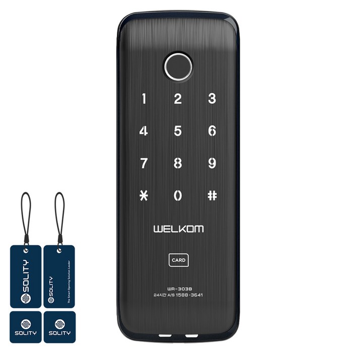 솔리티 웰콤 보조키형 지문인식 디지털 도어락 WR303B, WR303B, 방문설치