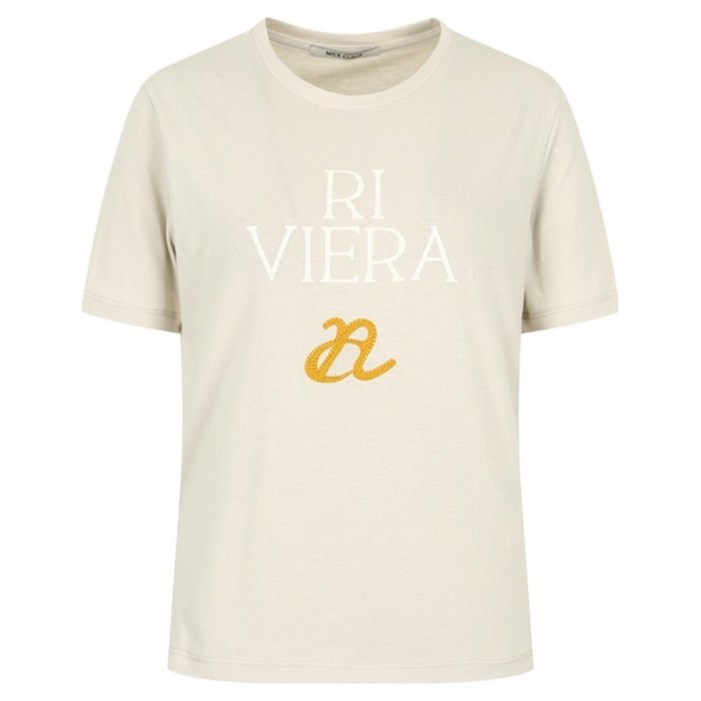 나이스클랍 여성용 베이직 레터링 프린트 면 티셔츠