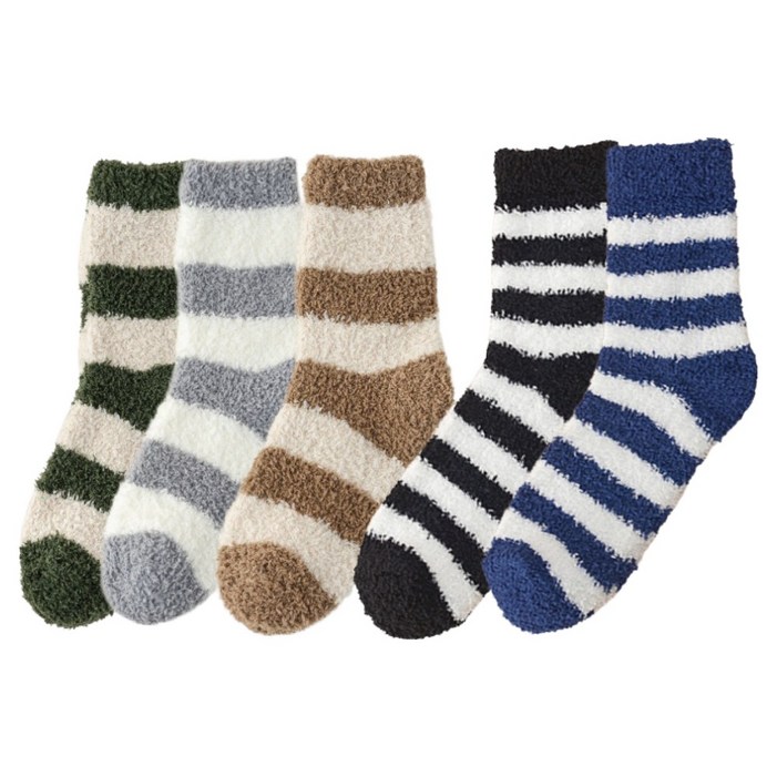 루나인 남성용 발볼넉넉 큰발 줄무늬 수면양말 대형 5종 세트
