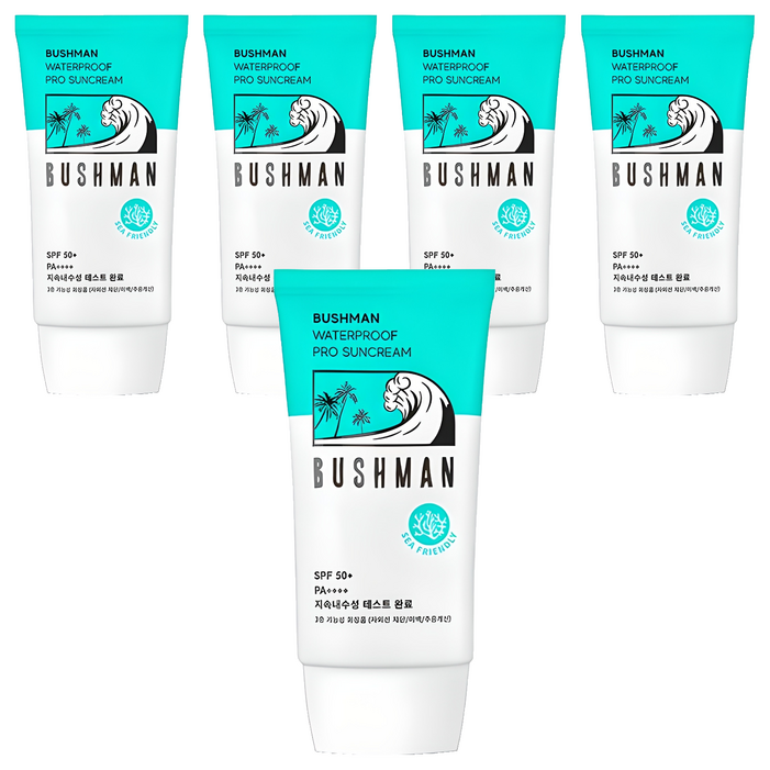 부쉬맨 워터프루프 프로 선크림 SPF50 PA, 50g, 5개