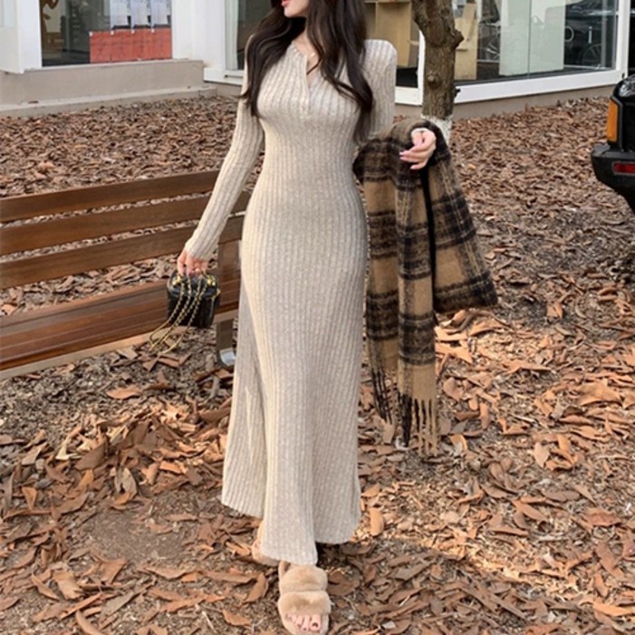 구디프 여성용 로아벨 니트핏 롱원피스