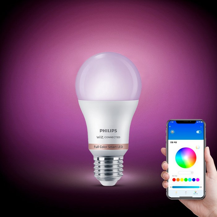 필립스 위즈 컬러 앰비언스 LED 스마트 전구 8.5W