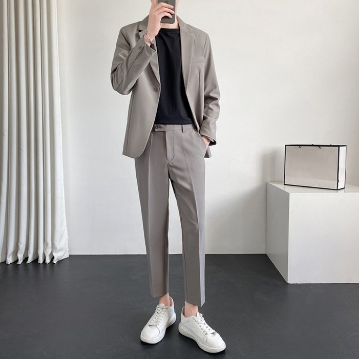 남성용 인피어스 비즈니스 캐주얼 수트 자켓  긴바지 세트