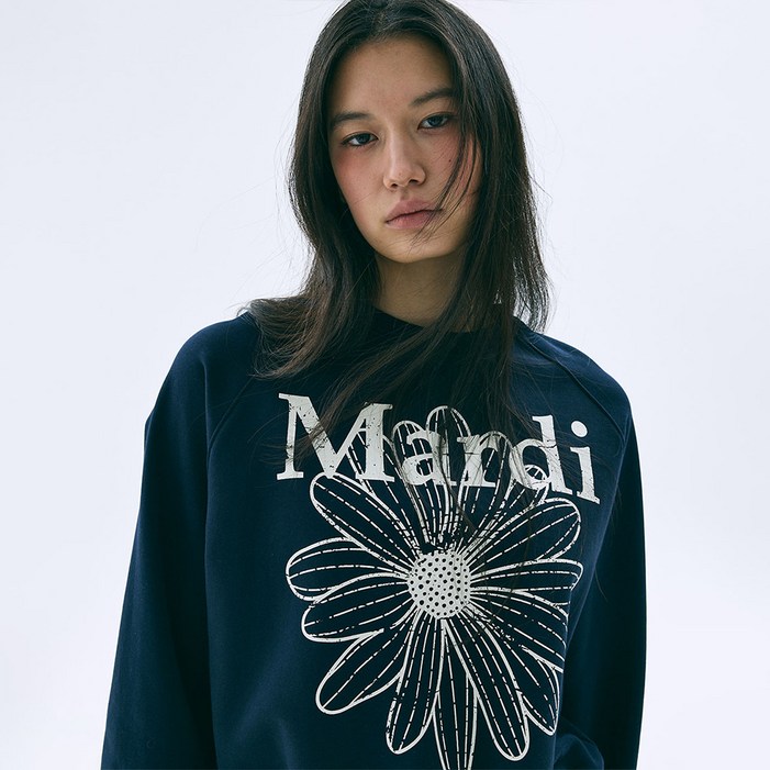 마르디메크르디 SWEATSHIRT RAGLAN FLOWERMARDI CRACKED_NAVY IVORY_FREE