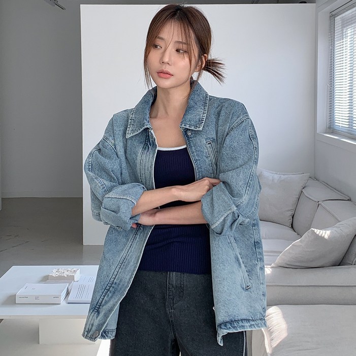 반에이크 여성용 브러쉬 데님 자켓