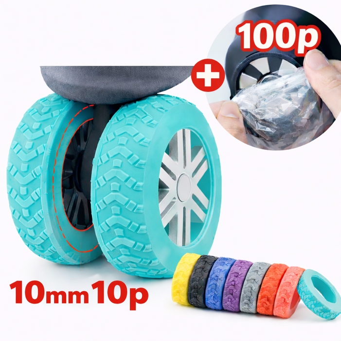 캐리어 바퀴커버 올인원 세트, 실리콘 커버 10p 일회용 비닐커버 100p포함 1세트, 바퀴덮개,바퀴싸게