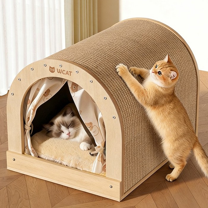 콜콜러브 고양이 스크래치보드 사계절용 내마모성 스크래쳐  쇼파 겸용 고양이 일체형 숨숨 하우스 스크래쳐