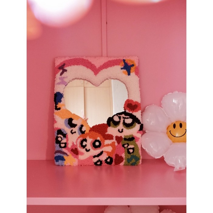 터프팅 거울 미러 핸드메이드 DIY 만들기 비정형 자수 인테리어 패키지 꾸미기 자수 벽걸이 터프팅 거울 미러 핸드메이드 DIY 만들기 비정형 자수 인테리어 패키지 꾸미기 자수 벽걸이