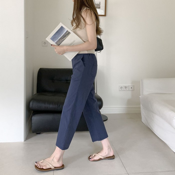 앤샵 여성 데이오프 썸머 8부 린넨 뒷밴딩 여름 팬츠4color