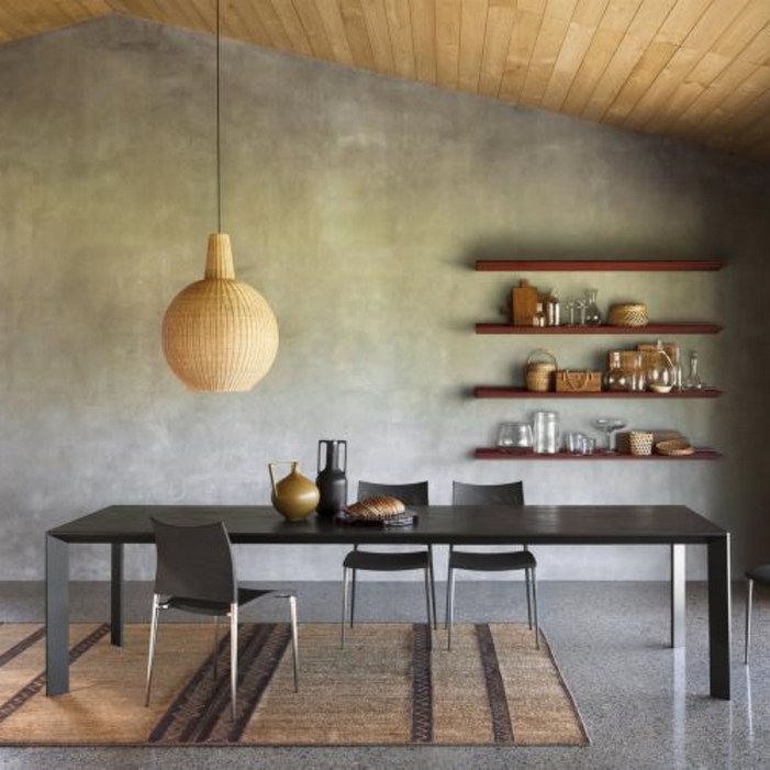 아티 데살토식탁 원목 식탁 테이블 라운드, 기본 의자 구성, 200x100x73cm