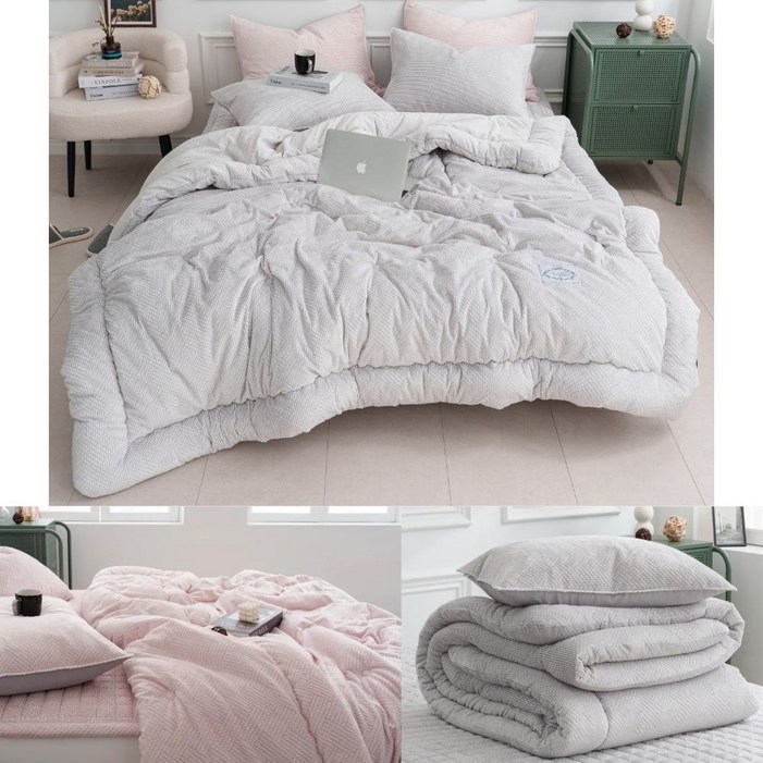 엘르극세사이불세트(싱글/퀸)/이불+카페트+베개커버