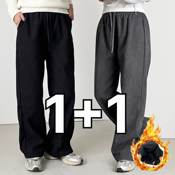 [1+1] 핏노블 여성 기모 코듀로이팬츠 세미와이드 골덴바지