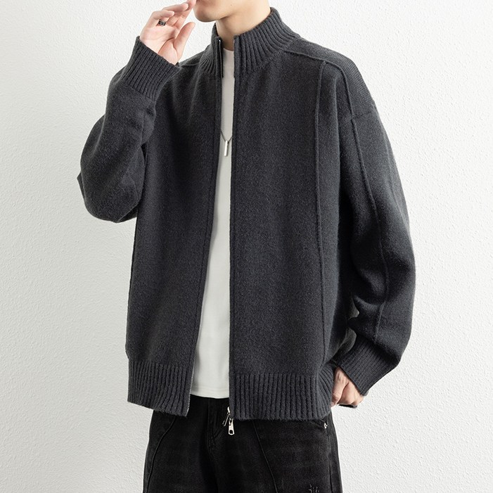 스타일닥터 남성 스탠드칼라 카디건 신상 솔리드 집업 니트