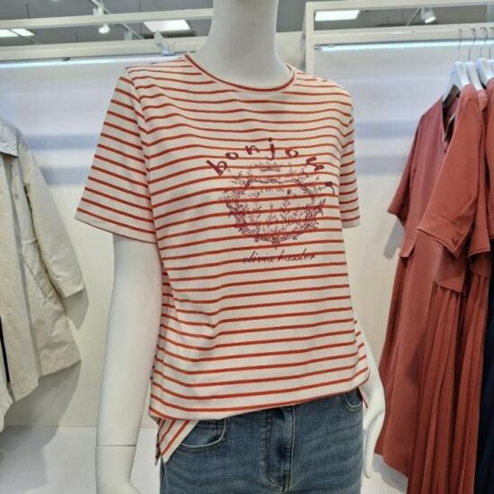 올리비아하슬러 HC04 면소재의 기본 스트라이프 티셔츠 OHDMTS903 649174