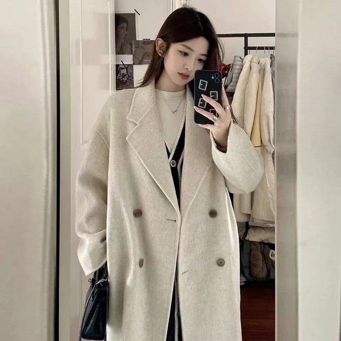 루스리더 여성 통근 고품질 캐시미어 모직 코트 M537