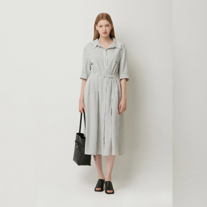 매장정품 SISLEY 시슬리 플로라 스트라이프 셔츠 원피스 SAOP01541 1294548