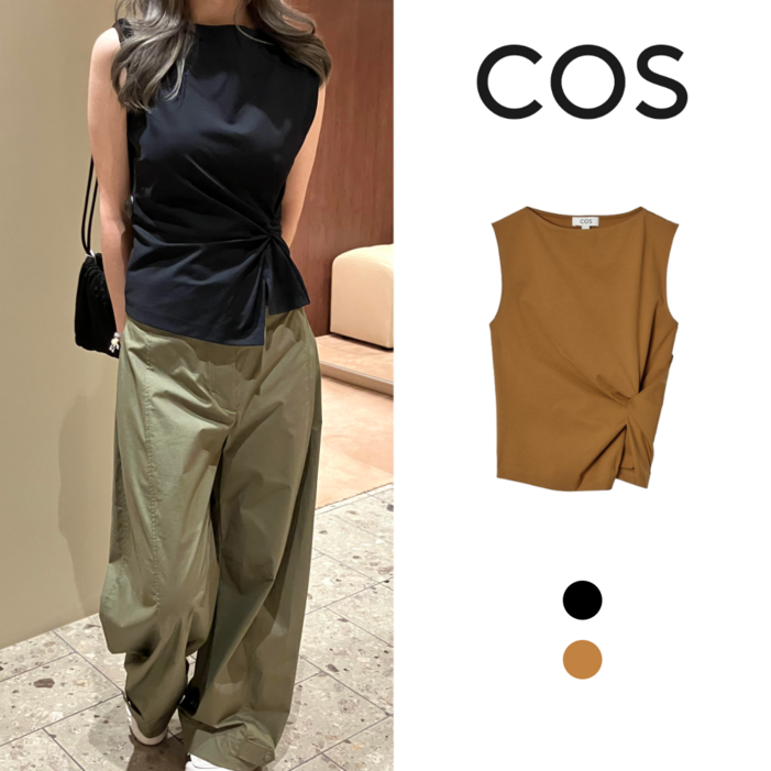 COS 여성 민소매 트위스트 디테일 블랙 탑