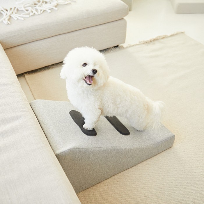 1040펫 강아지계단 슬라이드형 라이트그레이 투텝 중형