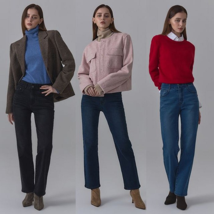 뱅뱅 여성 24FW 라이크라 기모 데님팬츠 3종