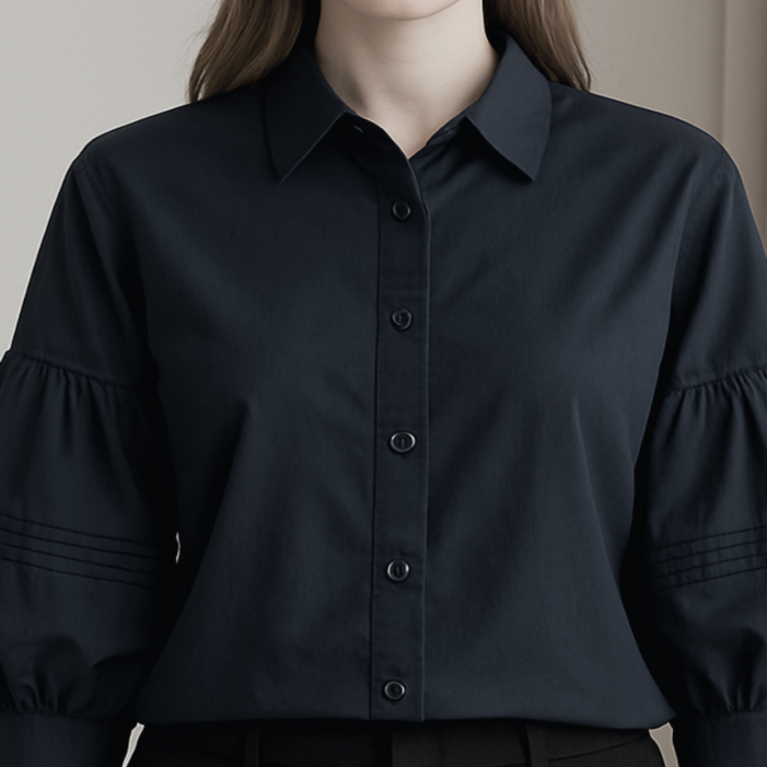 루스리더 여성 심플 퍼프 벌룬소매 셔츠 E880