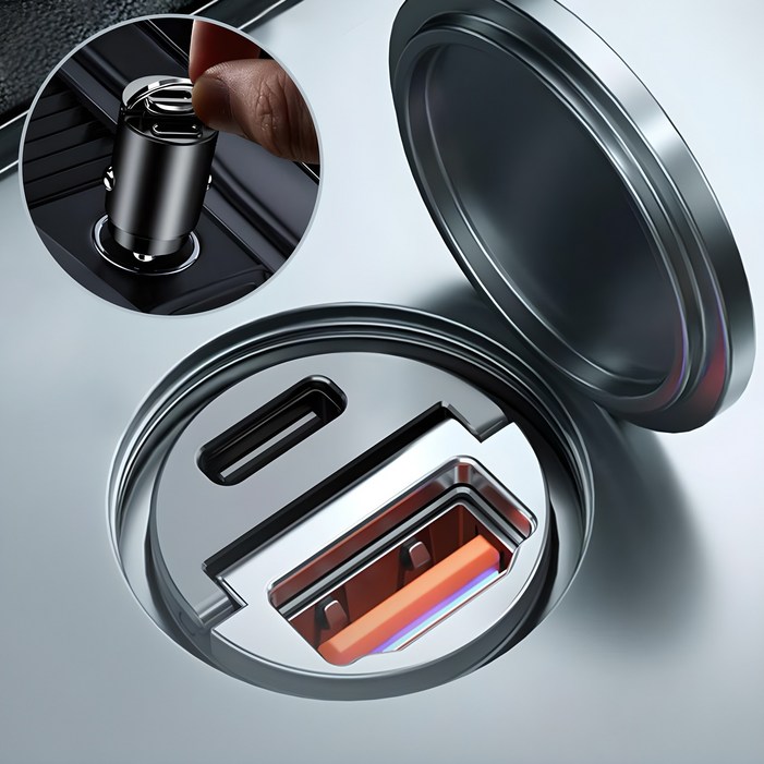 [매립형130W] 차량용 초고속 시거잭 충전기 USB C타입 PD QC