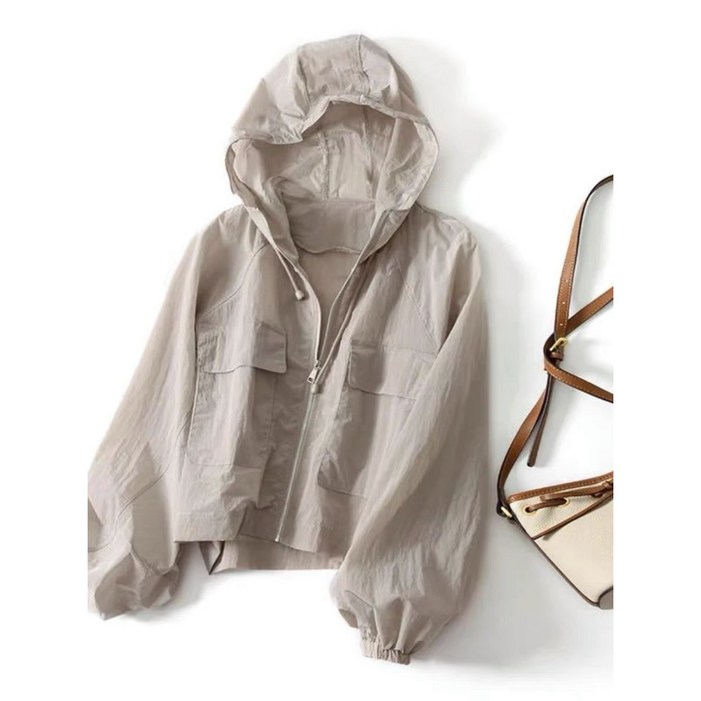 루스리더 여성 자외선 차단 바람막이 후드 집업 크롭 점퍼 E952