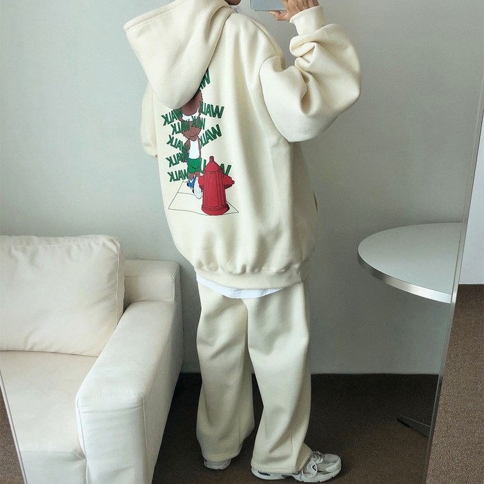 러브앤시티 남녀공용 *특양면/기모 선택* 워크베어 후드 트레이닝세트 상하세트 스트링팬츠 오버핏 빅사이즈 후드티 셋업