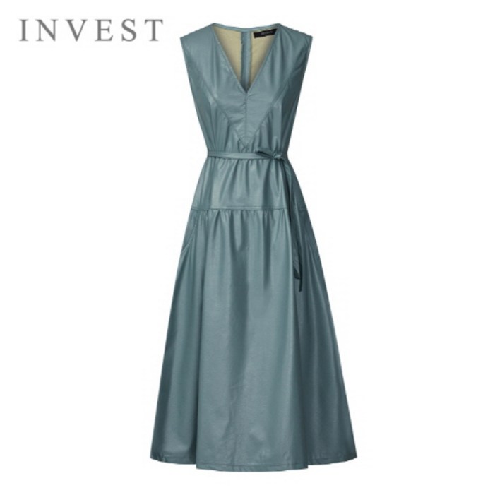 V넥 슬리브리스 레자 원피스_INI5F1OP3001