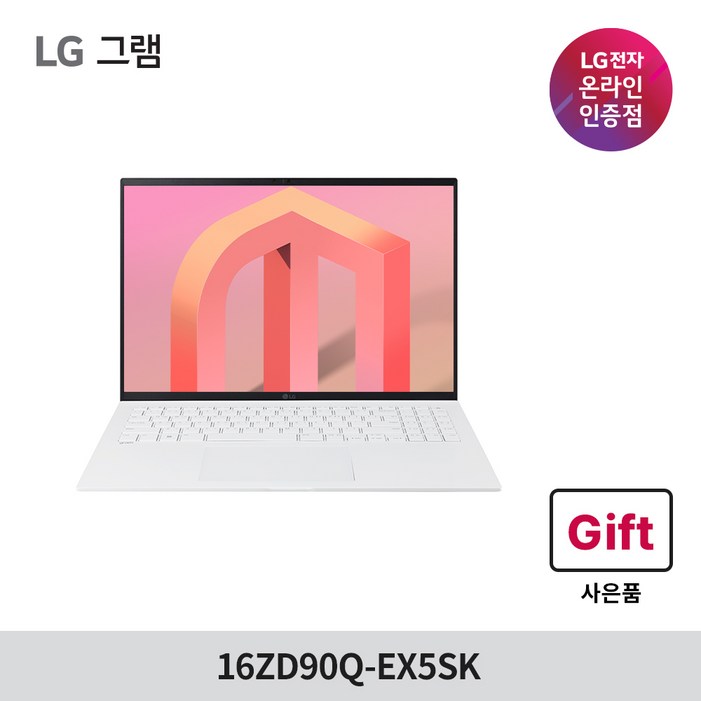 LG전자 2023그램 16ZD90QEX5SK 40.6cm 대화면 초고해상도 노트북, 16ZD90QEX5SK, WIN 11 Home, 16GB, 2304GB, 코어i5, 화이트