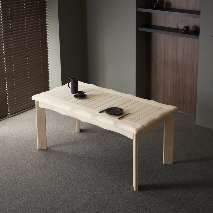 바르숲 킹덤 편백나무 통원목 식탁 테이블 4인 6인 테이블, 6인용, 베이지