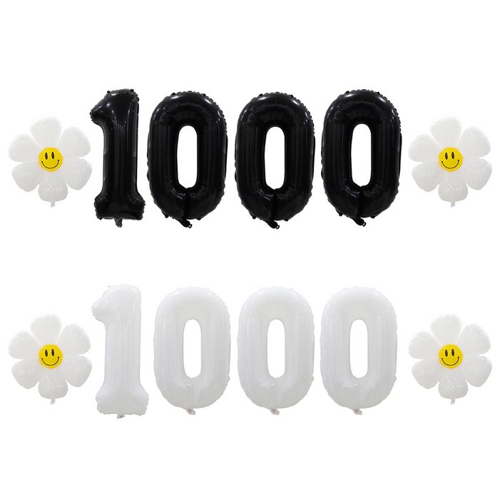 해피쏘굿 1000일 데이지 풍선세트, 화이트숫자세트
