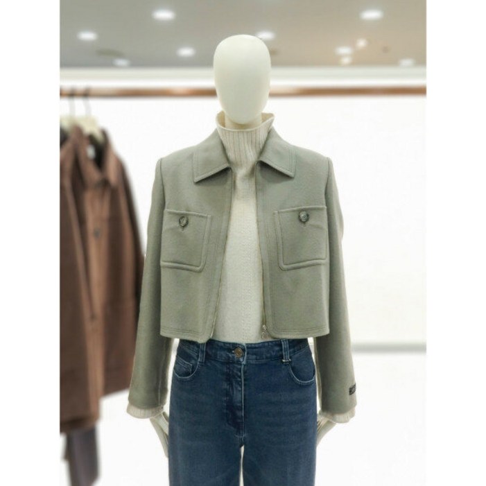 스탠카라 크롭 핸드메이드 집업 자켓 (C234MSG509/그레이)DG 381969