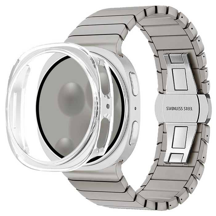 아이메이드잇 갤럭시워치 호환 일체형 링크 브레이슬릿  범퍼 케이스 세트 구성, 그레이 티타늄