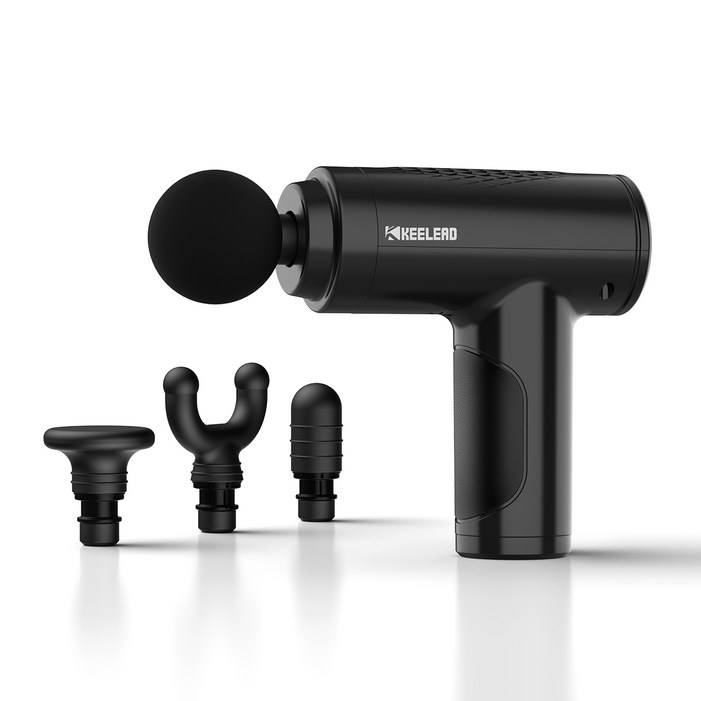 KEELEAD 미니 전신 진동 사일런트 근육 근막 마사지건헤드 4종 K207, 검은색