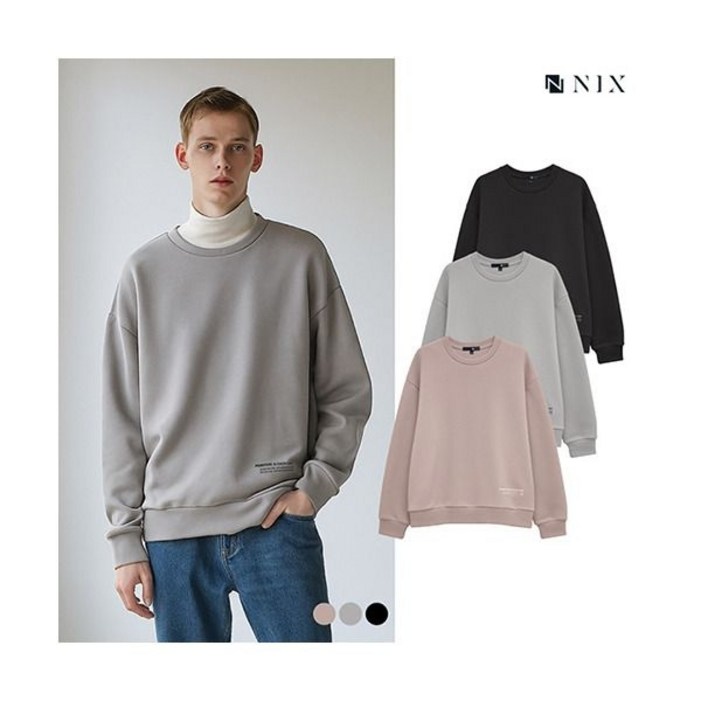 닉스 NIX유니 담보루 기모 1도 레터링 맨투맨세미오버핏 FNPWCTM771P1002862