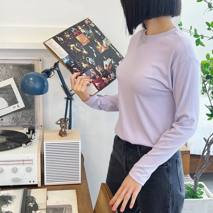 국산 8컬러 데일리 여성 티셔츠 소프트 무지 기본 긴팔 티셔츠 루즈핏 라운드넥 긴팔티