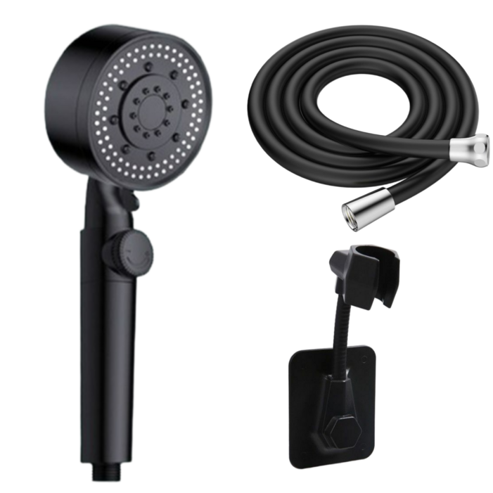 나띵베럴 수압상승 물때방지 6단 원터치 샤워기 세트, 헤드  2M 실리콘 호스  무타공 거치대, 1세트