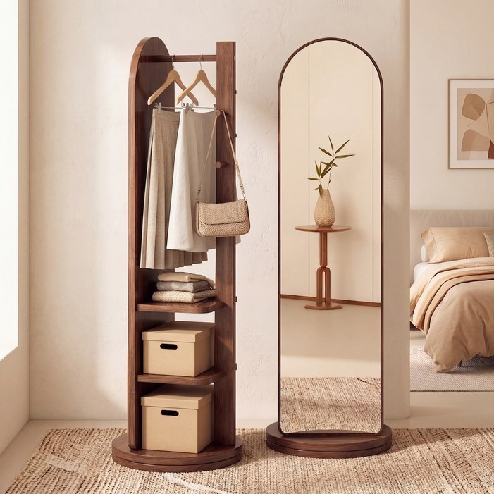 다용도 전신거울 360도 회전형 수납 스탠드옷걸이 스탠드거울 CC369