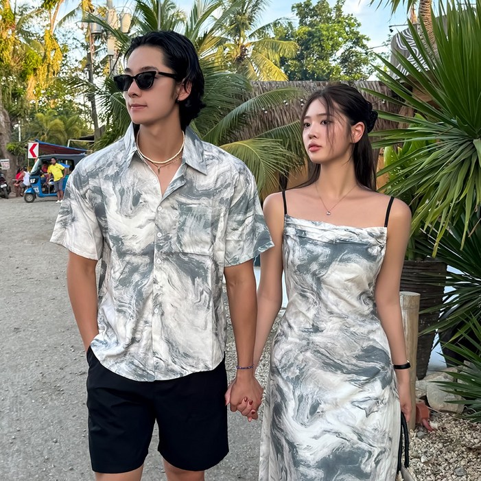 비치팜잉크 무드 커플 시밀러룩 휴양지 신혼여행 비치웨어