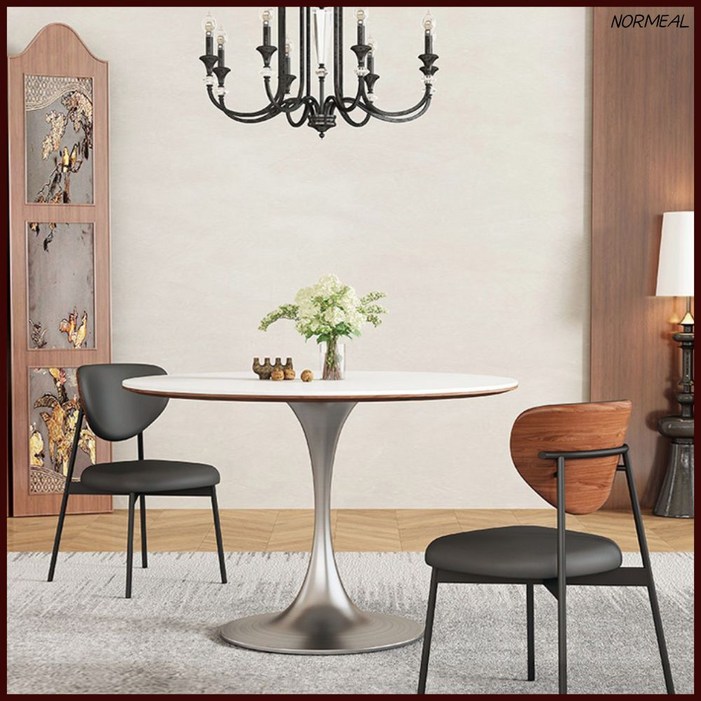 NORMEAL 하이엔드 메탈 코어 구조 세라믹 원형식탁 까페 테이블 스테인리스 화이트 블랙