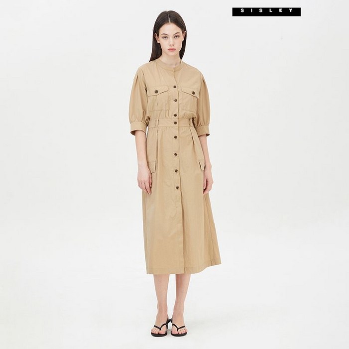 시슬리  화이타 셔츠형 밴딩 원피스 SAOP36431