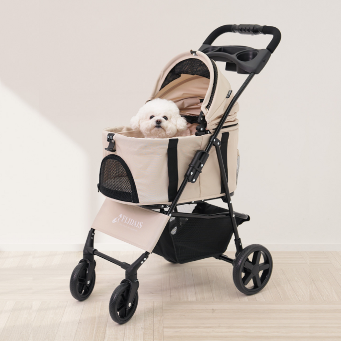 플리다스 실속형 원터치 펫 유모차 개모차 애견 반려견 경량 퀵폴딩 분리형 소형견 중형견