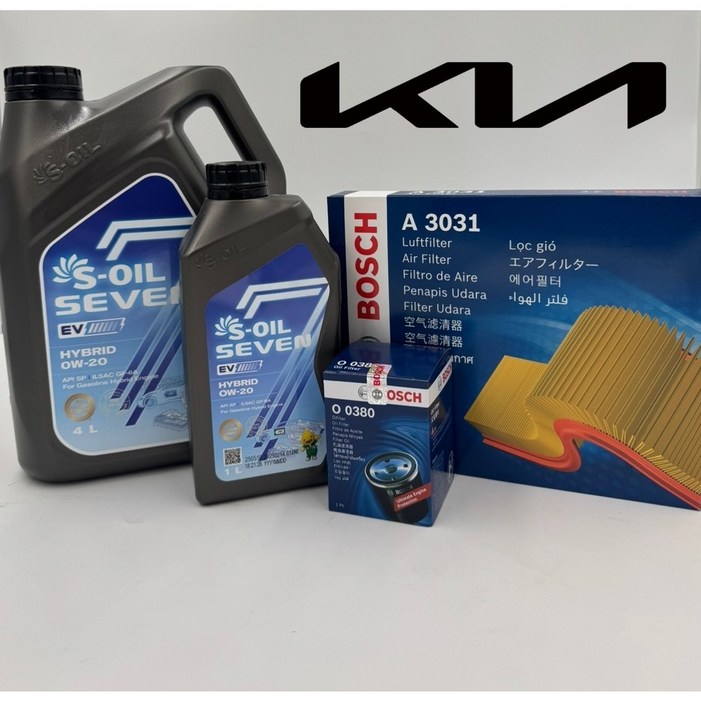 기아 K8 GL3 1.6 하이브리드 엔진오일교환세트 에스오일 EV 5리터  보쉬 A 3031  보쉬 O 0380, 1개, 5L