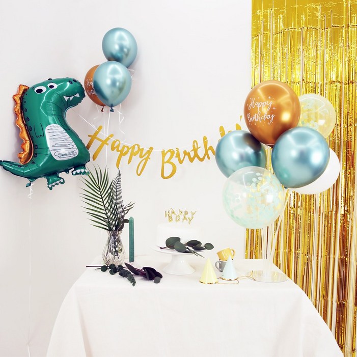 고르고 공룡 해피벌스데이 생일파티 가랜드 풍선 풀세트