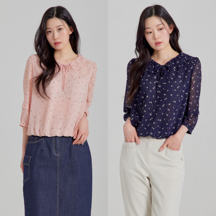 지센 이월상품 부산점  카라 블루종 블라우스 LFWSP391 2컬러