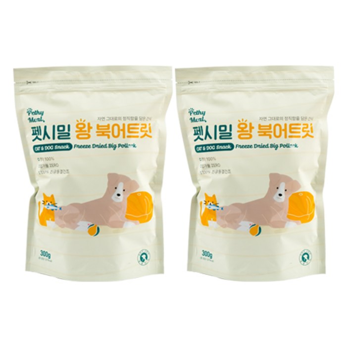 펫시밀 동결건조트릿 고양이 강아지 훈련용 동물병원입점 간식, 왕북어, 300g, 2개