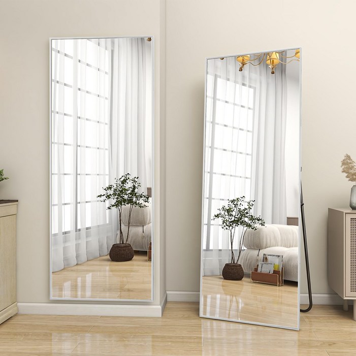 뷰티피크 3in1 스탠드 벽걸이 거치형 강화 안전 유리 전신거울 직사각형, 실버